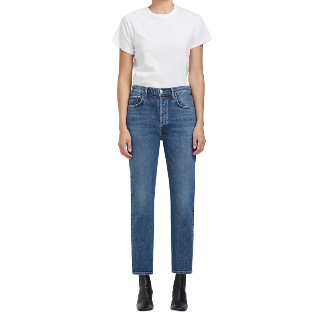 Agolde Riley Crop High Rise Jeans in Transfer, size 24
